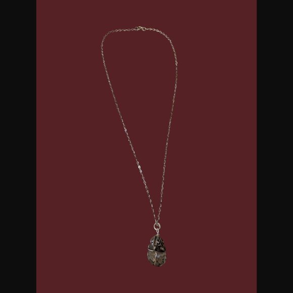 925 Sterling Smokey Quartz .85" Pendant On A 16"Chain Necklace - Picture 4 of 6